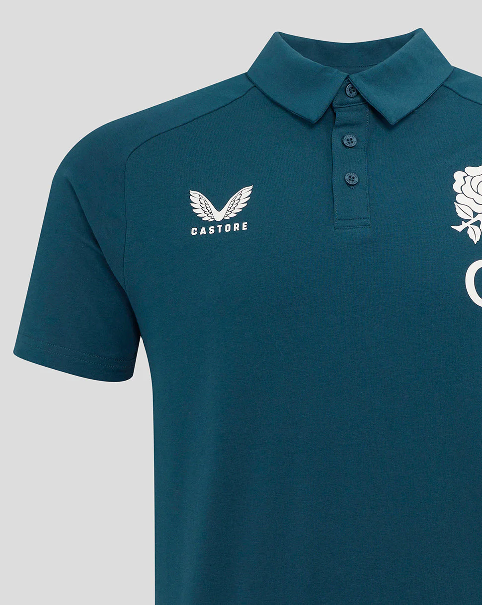 Women's England Rugby 25/26 Travel Short Sleeve Polo - Reflecting Pond - Image 3