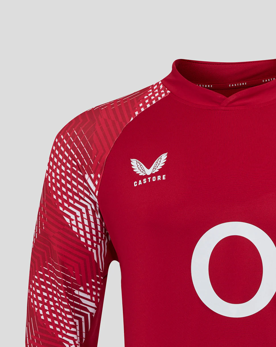 England Rugby Men's Pre Match Long Sleeve Drill Top O2 – Jester Red - Image 4